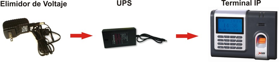 Diagrama de conexión de batería UPS a terminal biométrica